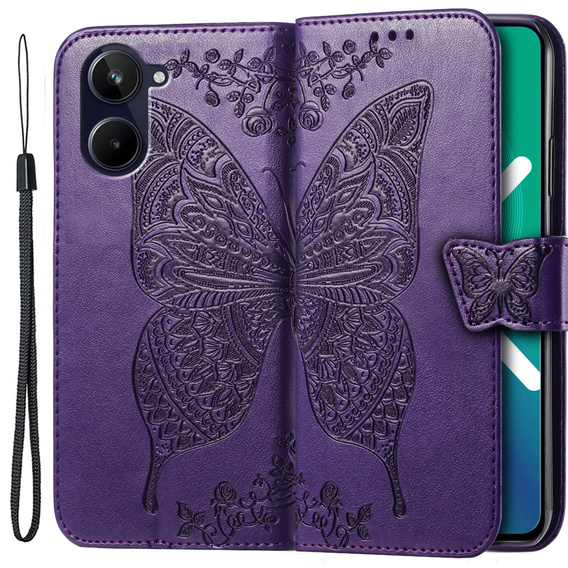 Откидной чехол для Realme 10 4G, Butterfly, фиолетовый