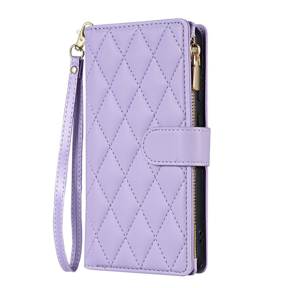 чехол-крышка для Samsung Galaxy S25 Edge, Rhombus Crossbody Leather, фиолетовый