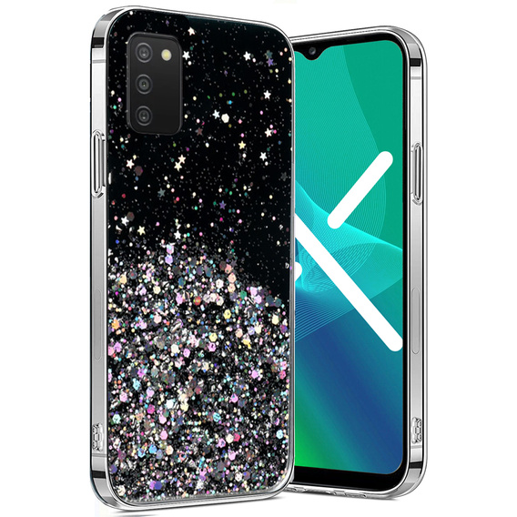 Чехол до Samsung Galaxy A03s, Glittery, чёрный
