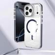 Чехол для iPhone 17 Pro, для MagSafe, с подставкой, прозрачный с темно-синими вставками