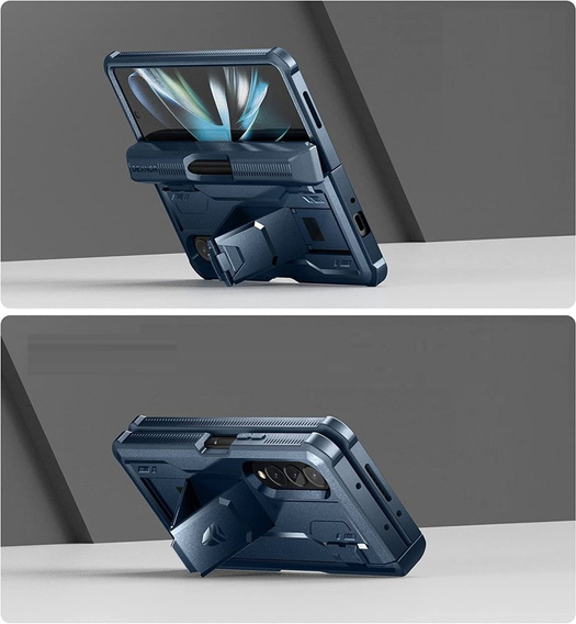 Броньований чохол для Samsung Galaxy Z Fold 4 5G, Dexnor Full Body S-Pen Slot, темно-синій