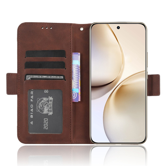 Футляр з клапаном для Realme 14 Pro+ 5G, Card Slot, коричневий