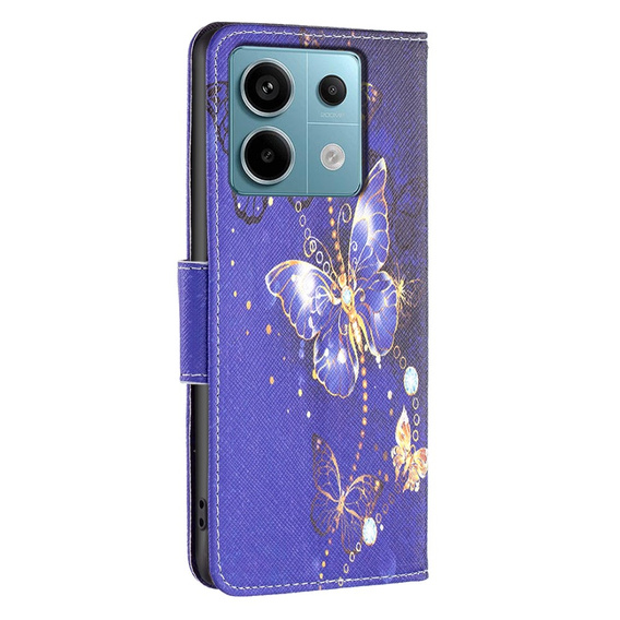 Откидной чехол для Xiaomi Redmi Note 13 Pro 5G, Wallet, Butterflies фиолетовый