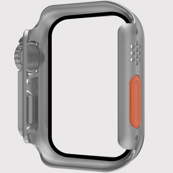 2в1 чехол и защитное стекло для часов Apple Watch 6/5/4/SE 44MM, Grey/Orange