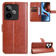 Откидной чехол для Realme GT 7 / 7T, Crazy Horse Wallet, коричневый