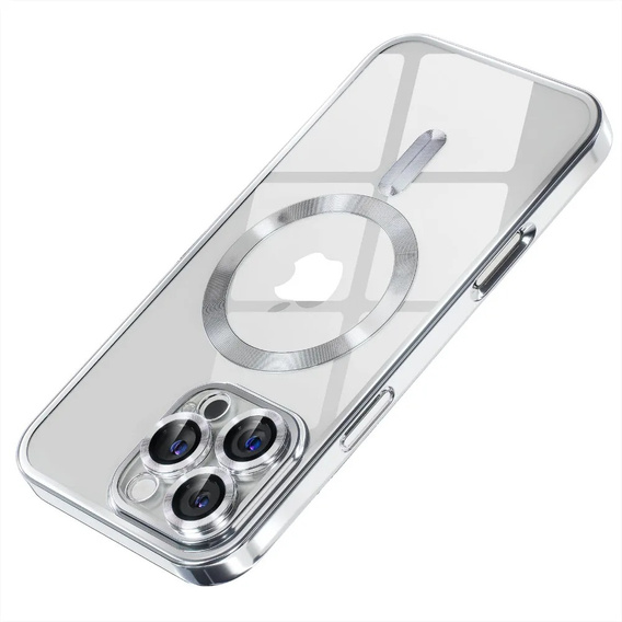 Чохол для iPhone 16 Pro Max, Electro MagSafe, сріблястий + Скло на екран