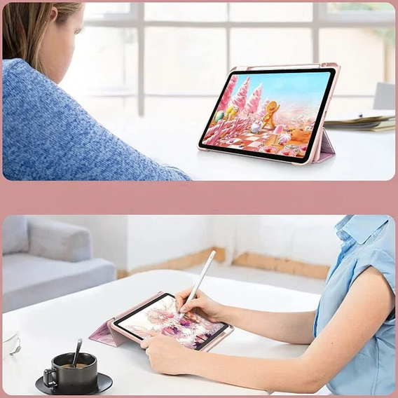 Чехол для iPad 10.9" 2022 (10 gen.), Smartcase Hybrid, с местом для стилуса, Marble розовый