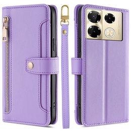 Откидной чехол для Infinix Note 40 Pro, Wallet Zipper Pocket, фиолетовый