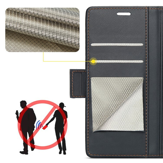 Чохол для Xiaomi 14T Pro, ERBORD Glossy Litchi, гаманець з клапаном, чорний