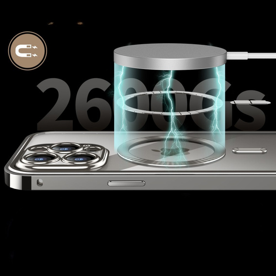 Чохол для iPhone 15 Pro Max, Privacy Dual Glass, для MagSafe, сріблястий