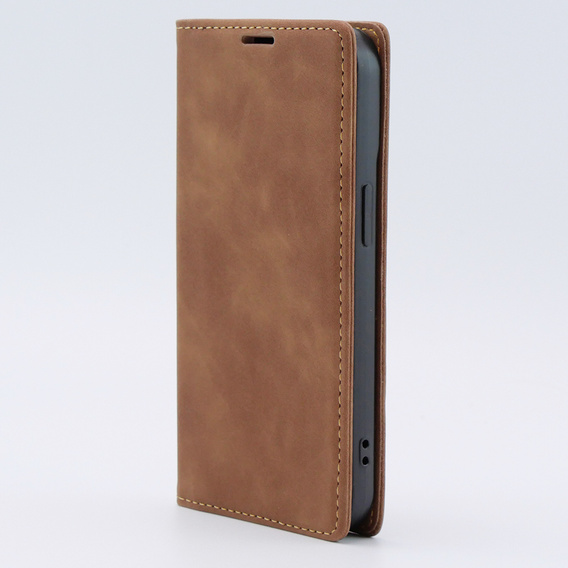 Чехол для iPhone 15, ERBORD Vintage, бумажник с клапаном, коричневый