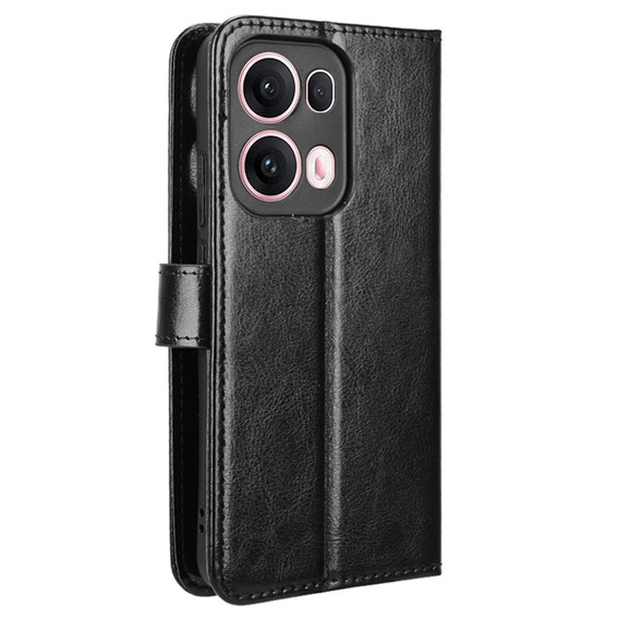 Откидной чехол для Oppo Reno 13 Pro, Crazy Horse Wallet, чёрный