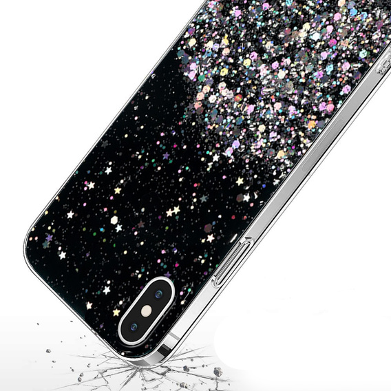 Чехол до iPhone X/XS, Glittery, чёрный