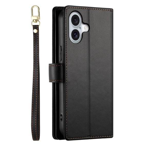 Откидной чехол для iPhone 16 Plus, Wallet Zipper Pocket, чёрный