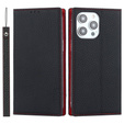Откидной чехол для iPhone 14 Pro Max, Litchi Skin Grain, чёрный