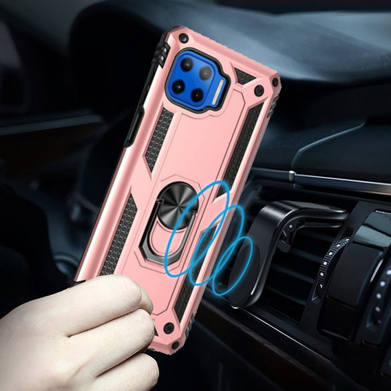 Броньований Чoхол до Motorola Moto G 5G Plus, Nox Case Ring, рожевий rose gold