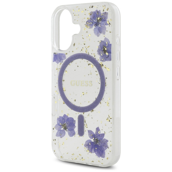 Чехол GUESS HC MagSafe Resin Flowers and Glitter для iPhone 16