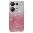 Чехол для Xiaomi Redmi Note 13 Pro 4G / Xiaomi Redmi Note 14S / Xiaomi Poco M6 Pro 4G, Glitter Flower, розовый rose gold