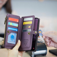 Чехол CASEME для Samsung Galaxy A56 5G, RFID Leather Wallet, с плечевым ремнем, фиолетовый