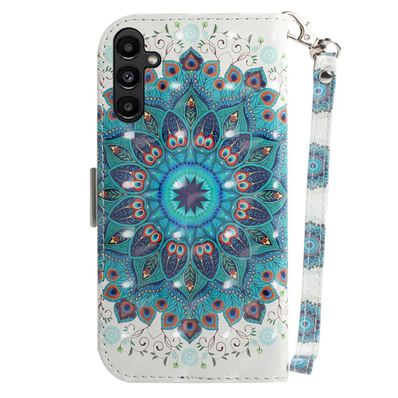 Откидной чехол для Samsung Galaxy A25 5G, Wallet mandala, белый + 9H стекло