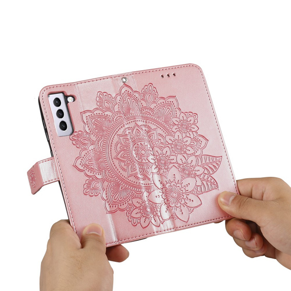 Откидной чехол для Samsung Galaxy S21 FE, Mandala, розовый rose gold