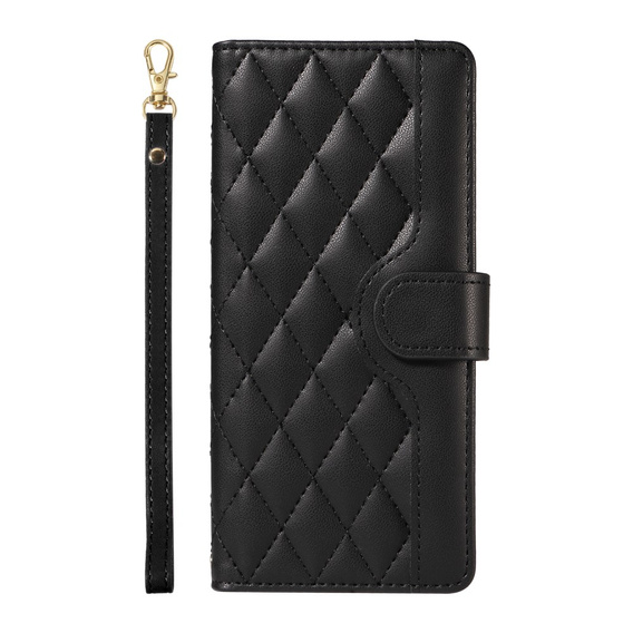 чехол-крышка для iPhone 16E, Rhombus Crossbody Leather, чёрный