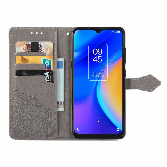 Откидной чехол для TCL 20 SE, Mandala, серый