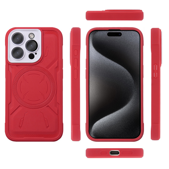 Чохол для iPhone 15 Pro, ERBORD Armor Mag, червоний