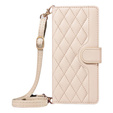 Чохол-сумка для iPhone 16E, Rhombus Crossbody Leather, бежевий