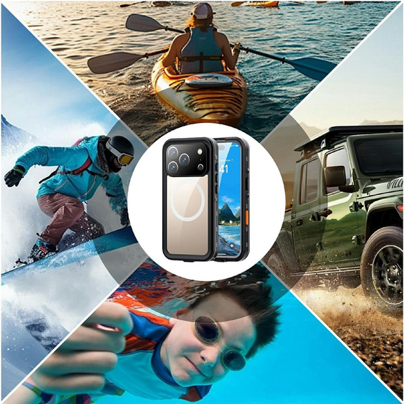 Чохол для iPhone 17 Pro, водонепроникний IP68, SHELLBOX MagSafe, чорний
