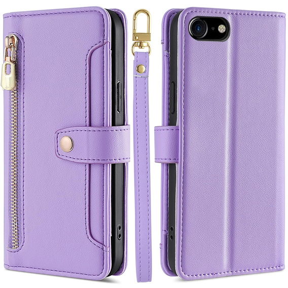 Чохол-книжка для iPhone 16E, Wallet Zipper Pocket, фіолетовий