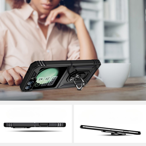 Бронированный Чехол до Samsung Galaxy Z Flip7 FE / Z Flip6, Nox Case Ring, чёрный