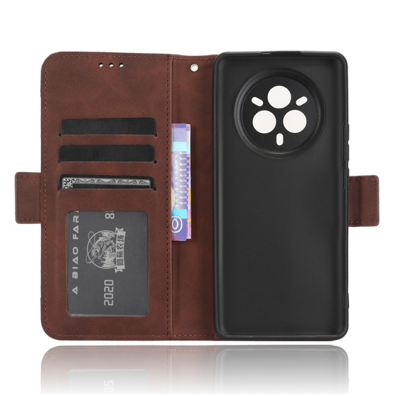 Футляр з клапаном для Realme 14 Pro 5G, Card Slot, коричневий