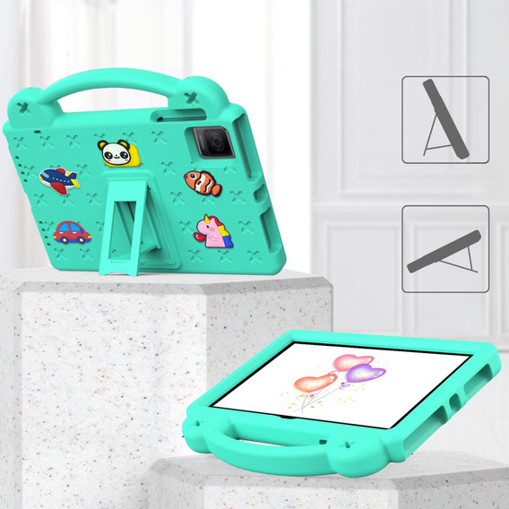 Детский чехол для T Tablet 5G, Cute Patterns, с подставкой, зелёный