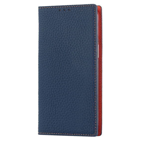 Откидной чехол для iPhone 14 Pro, Litchi Skin Grain, темно-синий