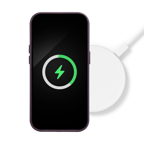 Шкіряний магнітний чохол для iPhone 15 Plus, фіолетовий
