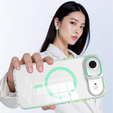 Чехол для iPhone Air, для MagSafe, с подставкой, прозрачный с зелеными вставками