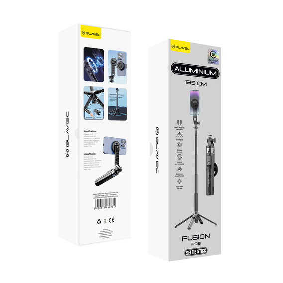 Blavec Fusion P06 - алюмінієва селфі-палиця з MagSafe, штативом і пультом дистанційного керування