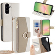 Флип-кейс для Samsung Galaxy A56 5G, Wallet Zipper Pocket, с зеркалом, белый