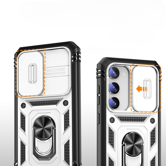 Чохол NOX Camera Slide Samsung Galaxy S23, CamShield Slide, CamShield Slide, білий / чорний