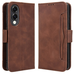 Откидной чехол для Samsung Galaxy S25 Edge, Card Slot, коричневый