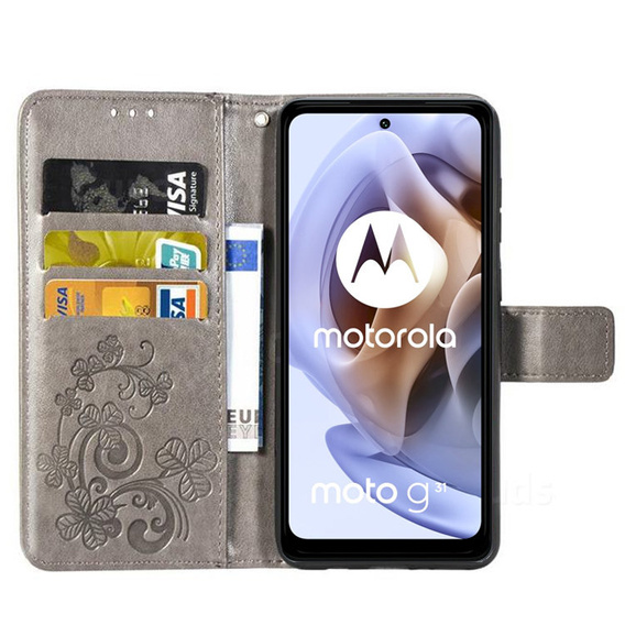 Чехол Wallet до Motorola Moto G31 / G41, Clover, Grey