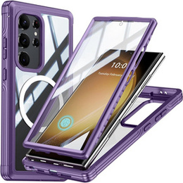 Чехол для Samsung Galaxy S24 Ultra, Shockproof, с пленкой на экран, для MagSafe, фиолетовый