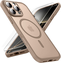 Чохол для iPhone 16 Pro, для MagSafe, ERBORD Matt Case, desert titanium + захисне скло