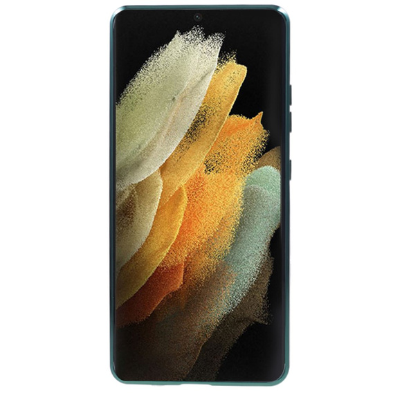 Магнитный чехол с двойным стеклом MagSafe для Samsung Galaxy S21 Ultra, зелёный
