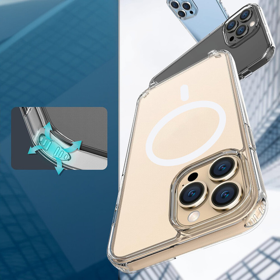 Чохол з ремінцем для iPhone 16 Pro Max, ERBORD MagSafe, прозорий + захисне скло