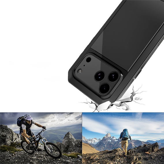 Чехол для iPhone 15 Pro, бронированный, со встроенным стеклом, красный