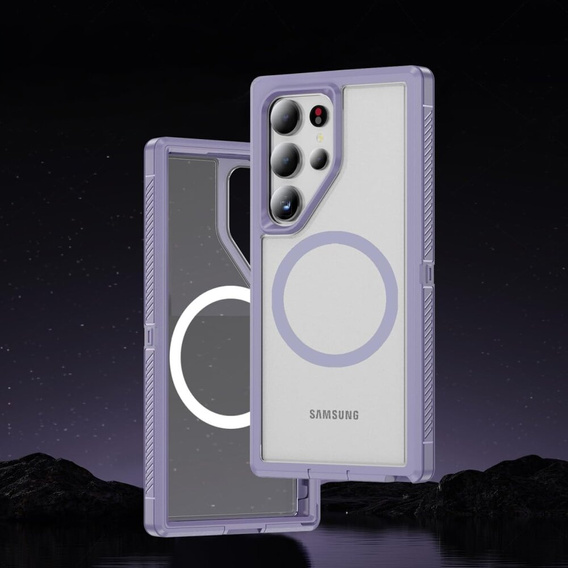 Чехол с рамкой для Samsung Galaxy S24 Ultra, для MagSafe, прозрачный / фиолетовый