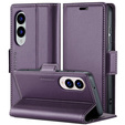 Чохол для Samsung Galaxy S25 Edge, ERBORD Glossy Litchi, гаманець з клапаном, фіолетовий