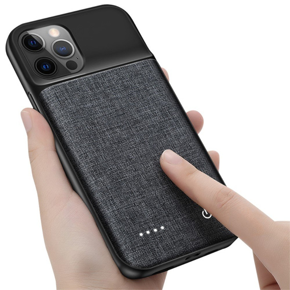 Чехол с батареей 6800mAh до iPhone 12 Pro, Oxford Cloth, Black